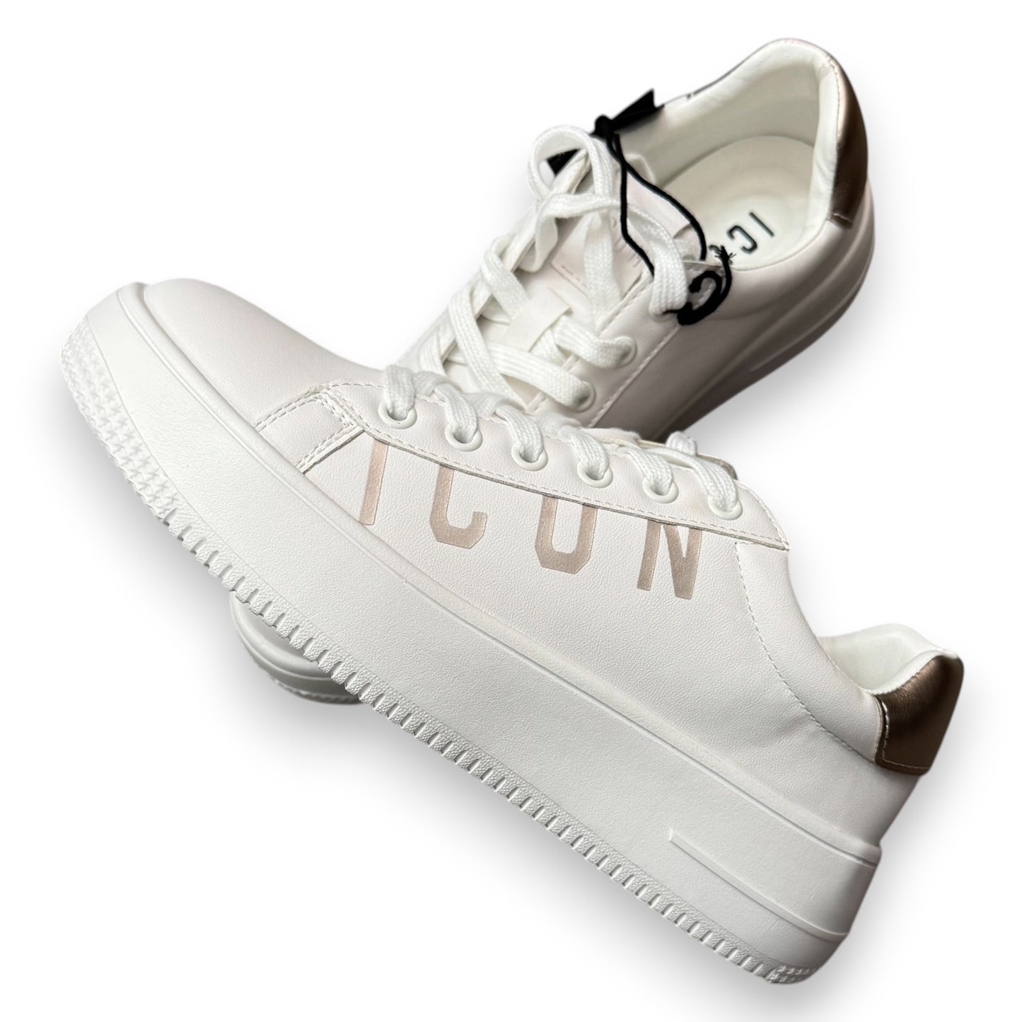 ICON- Scarpe Donna con logo laterale lucido, col.Bianco/RosaGold
