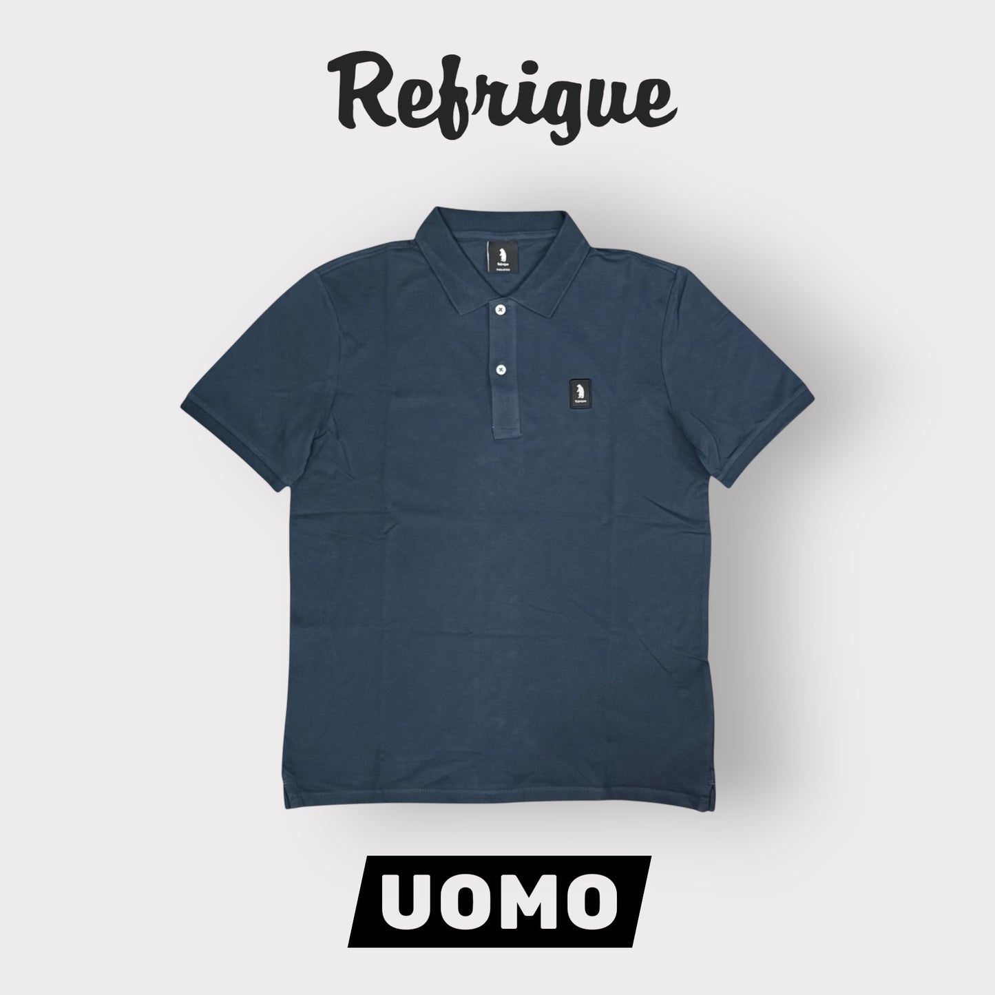 REFRIGUE- Polo Uomo, con logo lato cuore, col.Navy