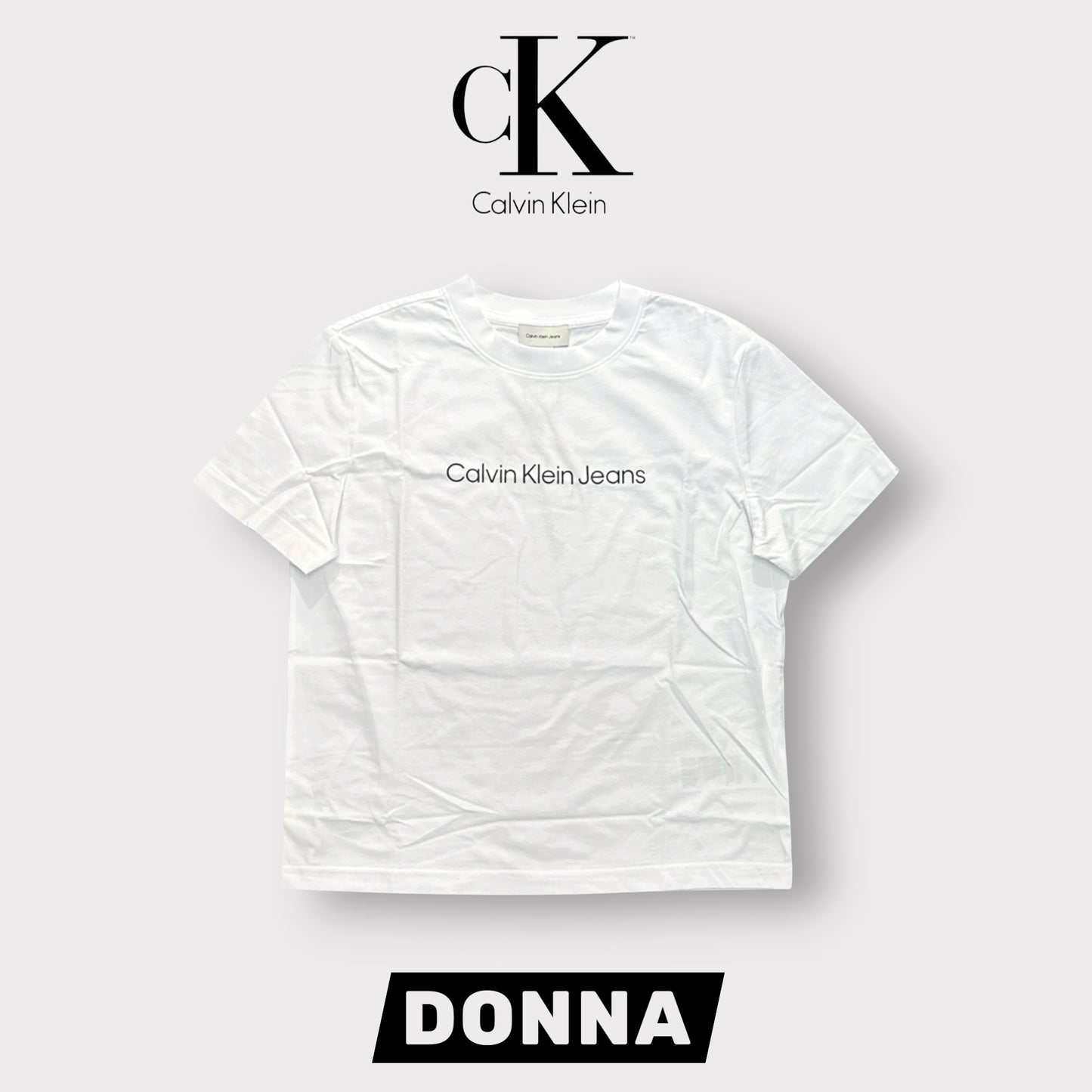 CALVIN KLEIN- T-shirt Donna, con stampa frontale, Regular Fit, col.Bianco