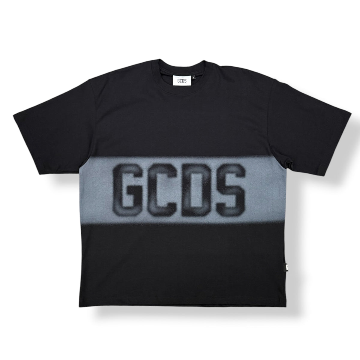 GCDS- T-shirt, effetto fumè, col.Nero