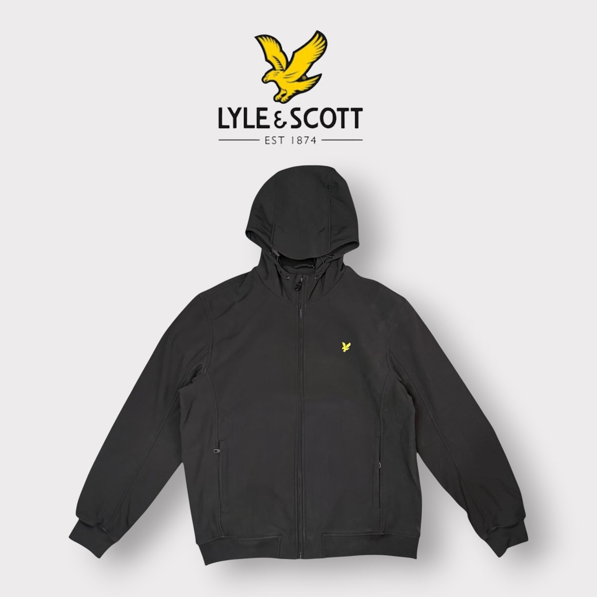 LYLE&SCOTT- Giubbotto Uomo, softshell con interno in pile, con cappuccio, Col.Nero