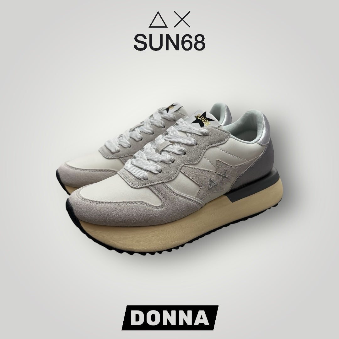 Scarpe SUN68 Donna, mod.Big Stargirl Back Silver, col.Bianco