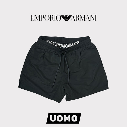 EMPORIO ARMANI- Costume Uomo con doppio elastico e stampa in rilievo, Col.Nero