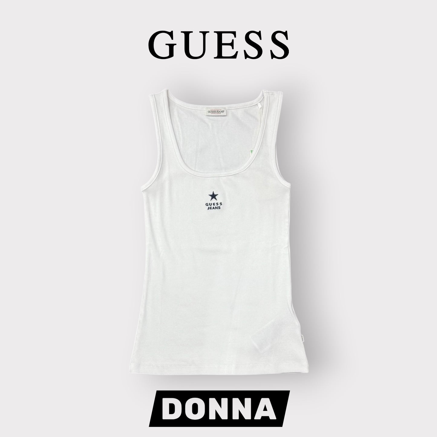 GUESS JEANS- Canotta a costine, Col.Bianco