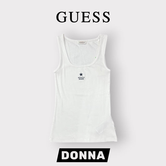 GUESS JEANS- Canotta a costine, Col.Bianco