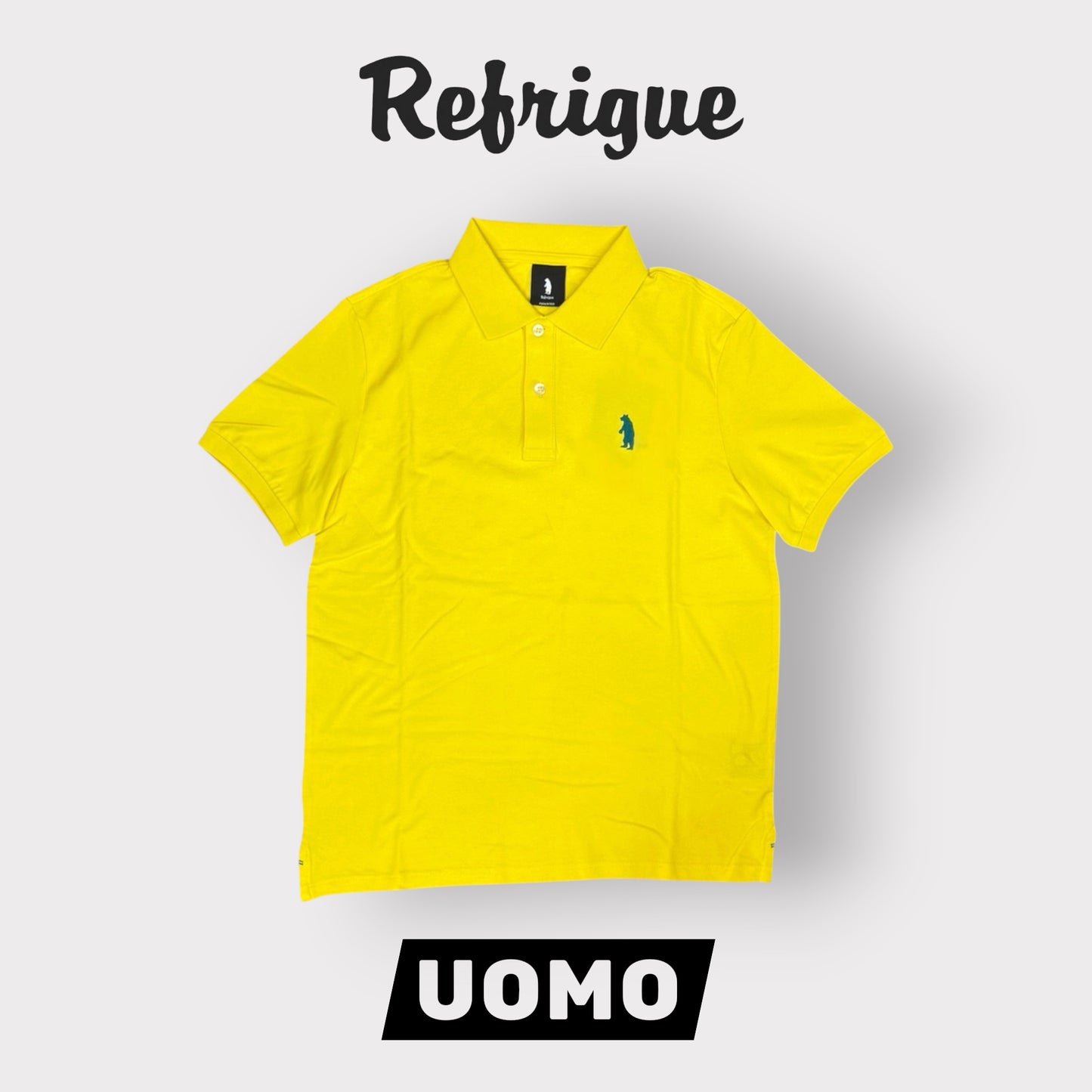 REFRIGUE- Polo Uomo, con logo lato cuore, col.Giallo