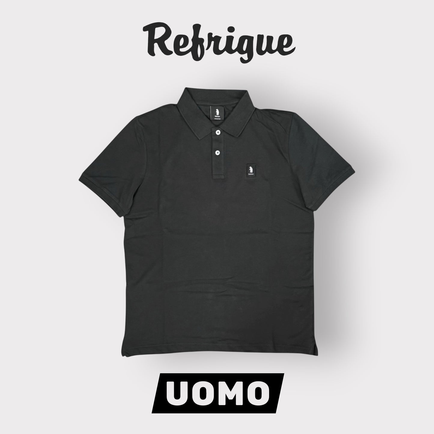 REFRIGUE- Polo Uomo, con logo lato cuore, col.Black