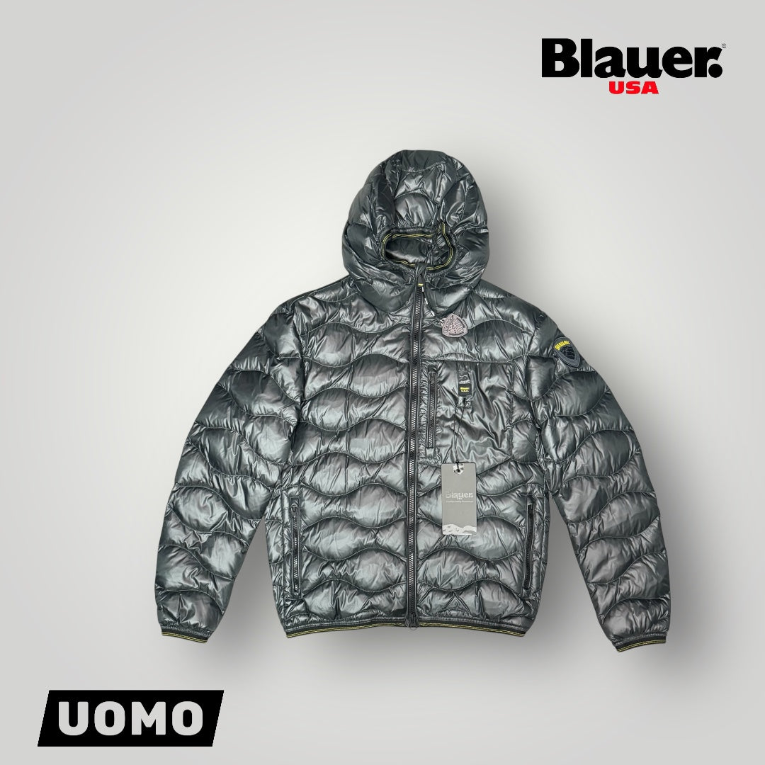 Giubbotto BLAUER con trama ad onde, Col.Verde/Piombo (imbott. Piuma - 2025)