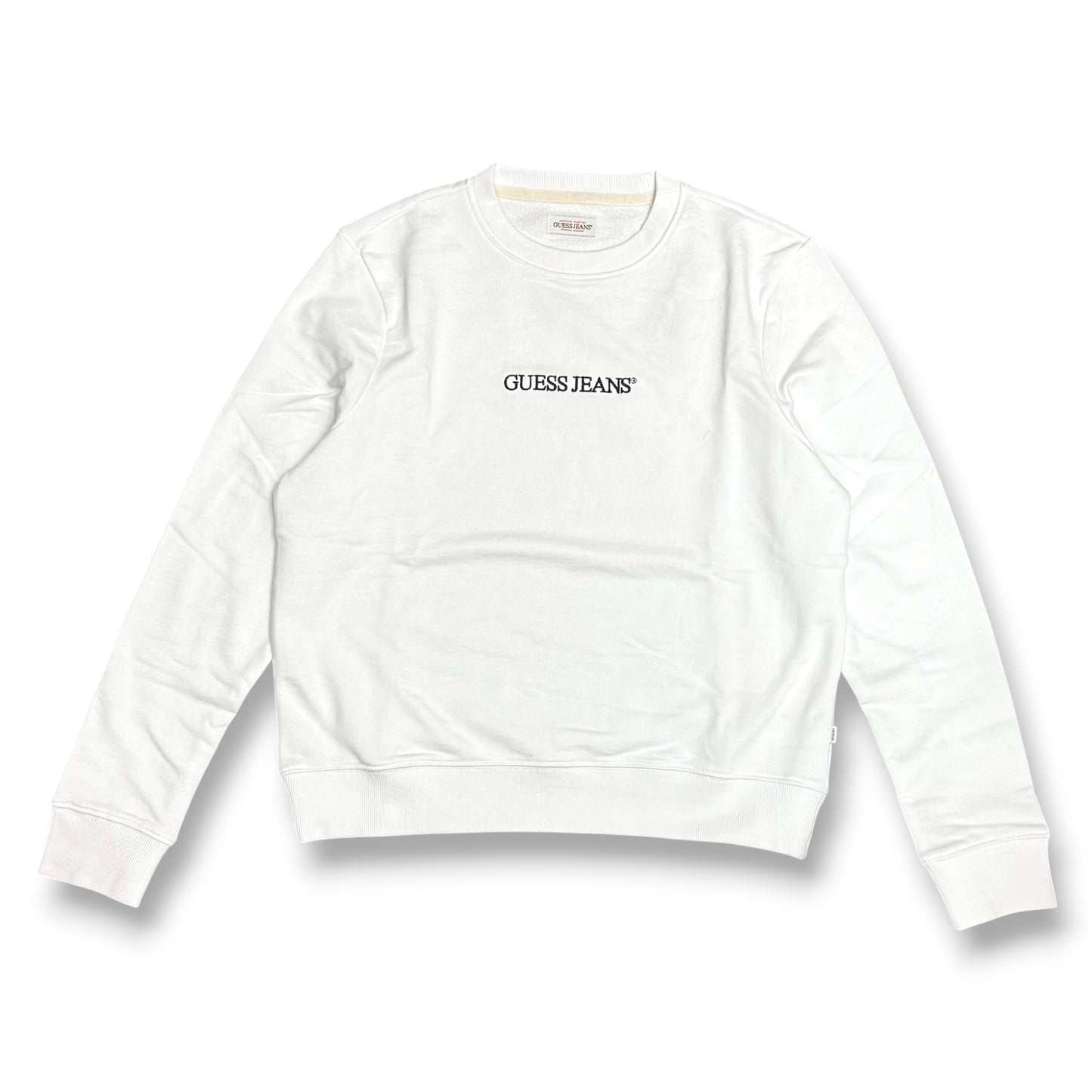 GUESS-Felpa estiva Donna, girocollo e con ricamo frontale, tex.cotone garzato, Col.Bianco