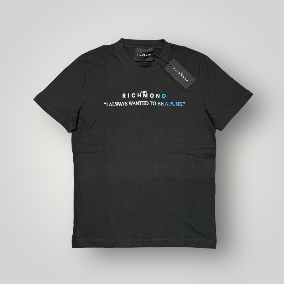T-shirt JOHN RICHMOND 100% cotone, RegulrFit, Nera con stampa frontale