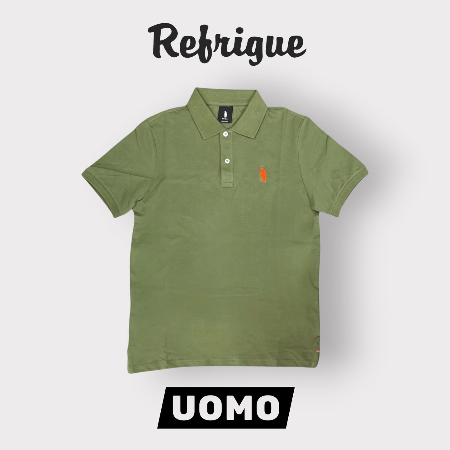 REFRIGUE- Polo Uomo, con logo lato cuore, col.Military Green