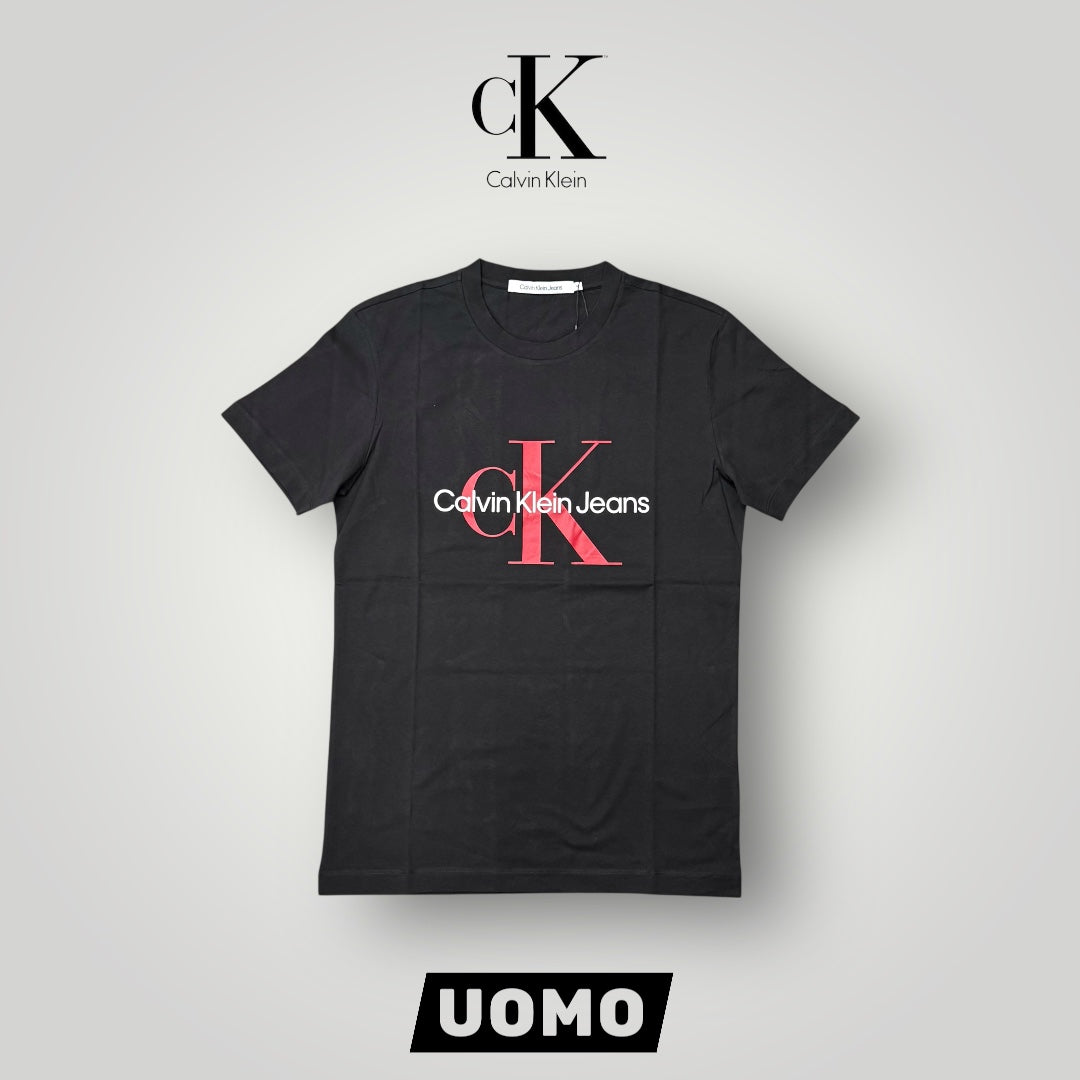 T-shirt CALVIN KLEIN, con stampa centrale, Col.Nero/Rosso