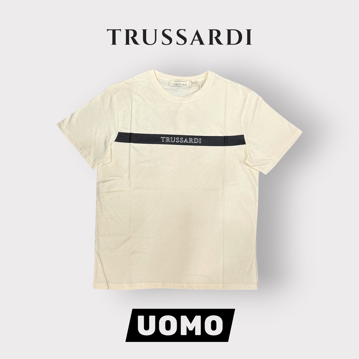 TRUSSARDI - T-Shirt Uomo con scritta frontale 3D, Col.Beige