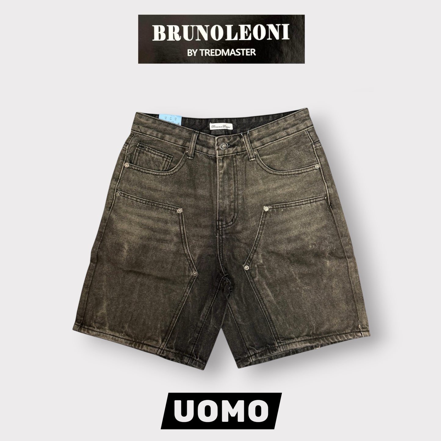 BRUNO LEONI - Bermuda Uomo Carpenter (lunghezza sopra al ginocchio), Col.Nero