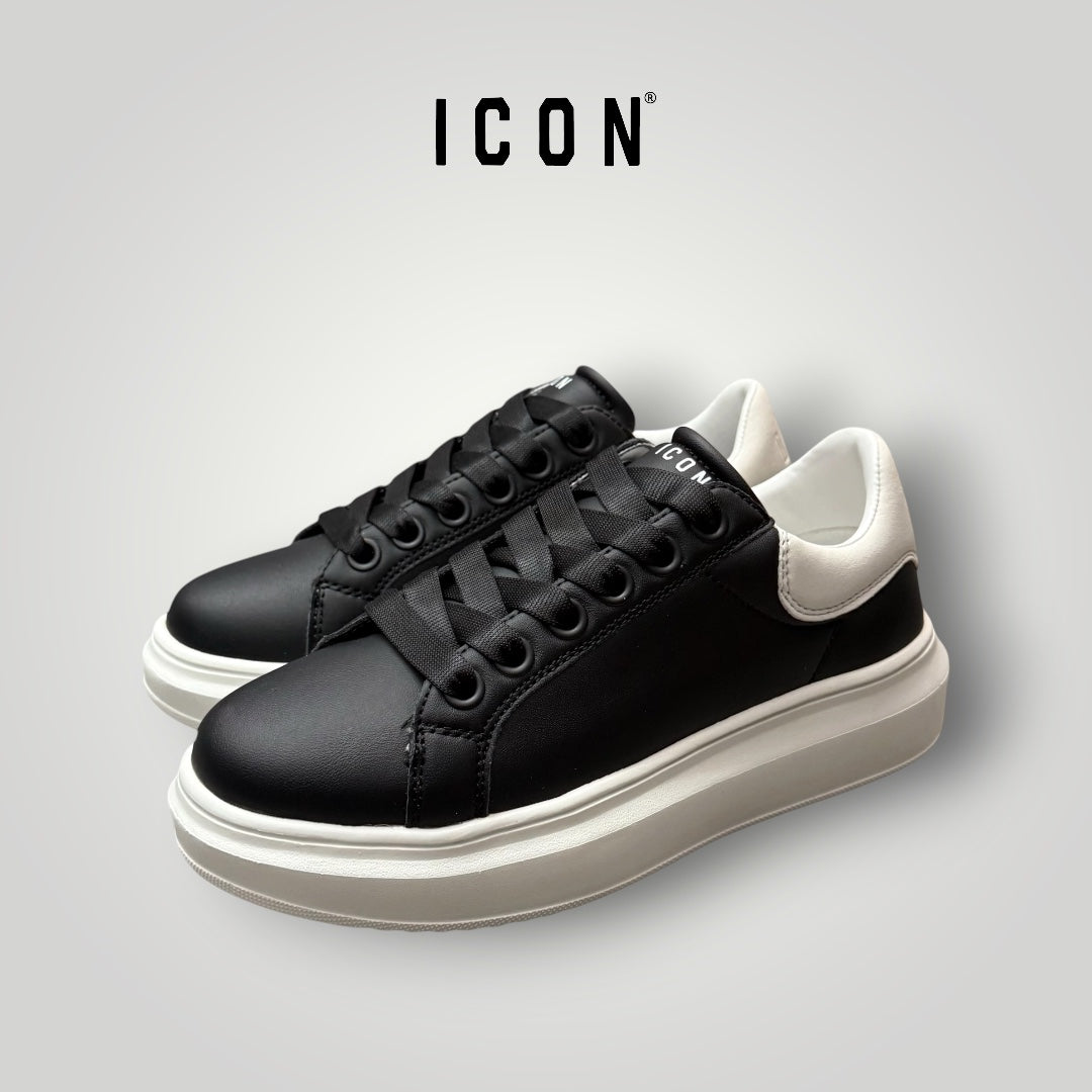 ICON- Scarpe Unisex con contrasto sul retro in camoscio, col.Nero/Bianco