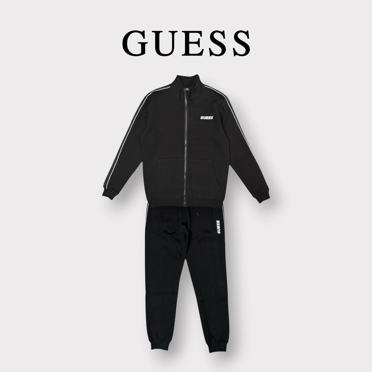 GUESS - Tuta completa Uomo, con scritta lato cuore , tex.neoprene, Col.Nero