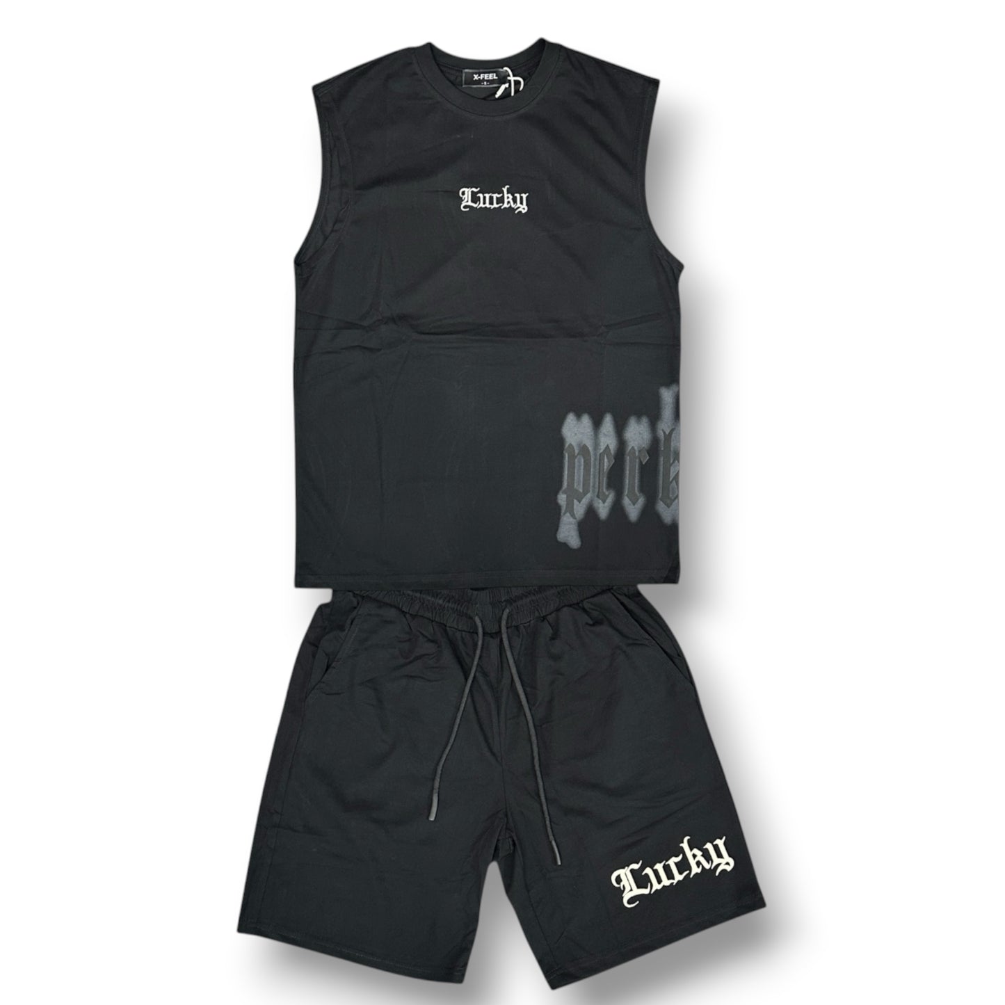 X-FEEL - Completino estivo Uomo con scritta ricamata, Col.Nero