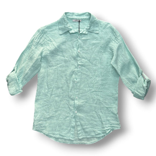 Camicia con colletto, Tex.Lino, Col.Verde