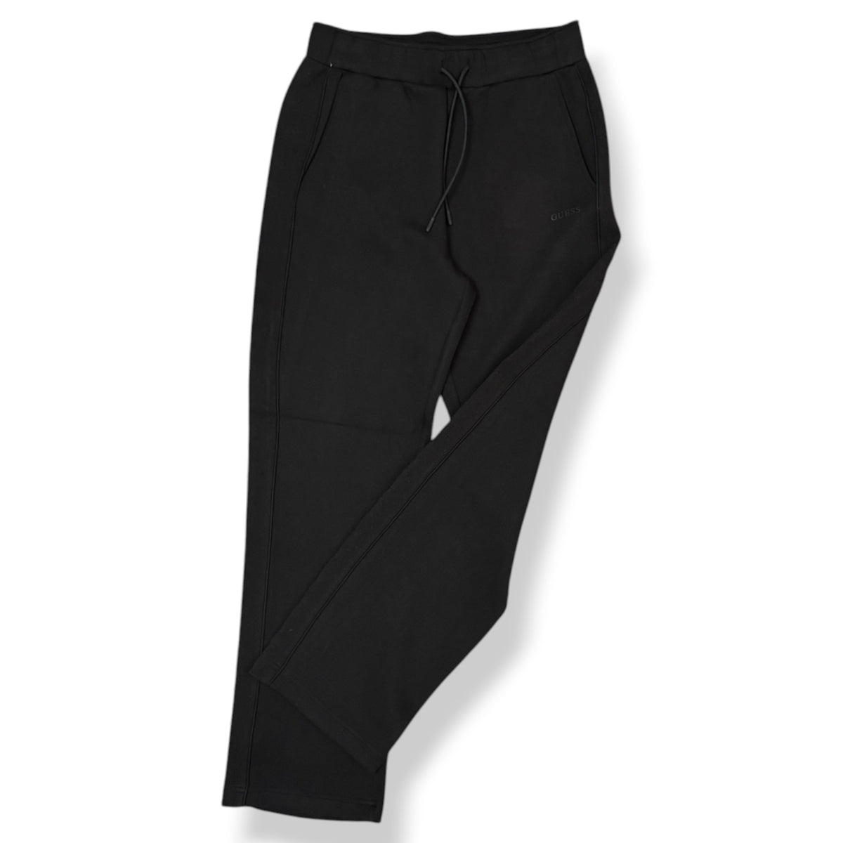 GUESS - Tuta completa Uomo, con cappuccio, con banda laterale logata nero su nero, Col.Nero