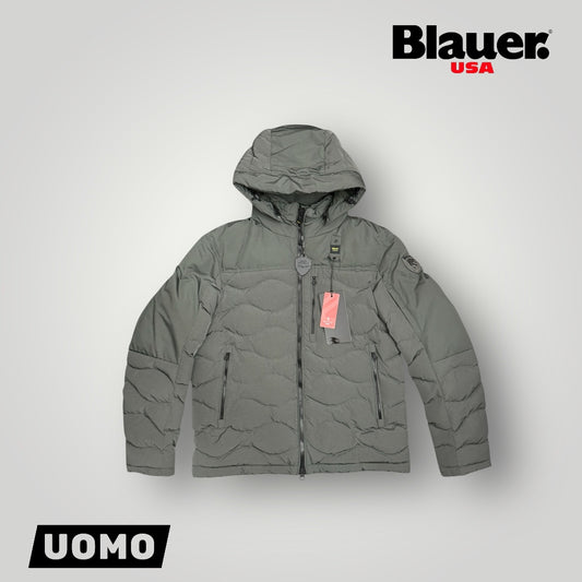 Giubbotto BLAUER Uomo con inserti in tessuto tecnico e cappuccio sganciabile, Col.Grigio (2025)