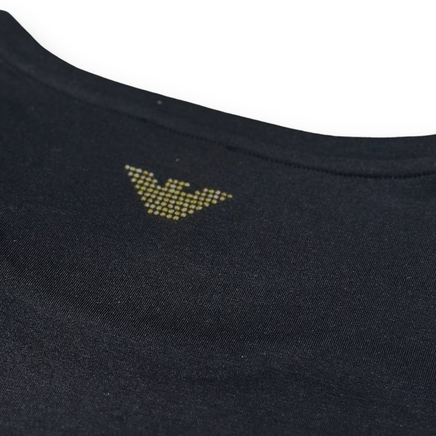 T-shirt EA7 Emporio Armani Donna Nera con stampa brillantinata oro frontale in rilievo, SlimFit