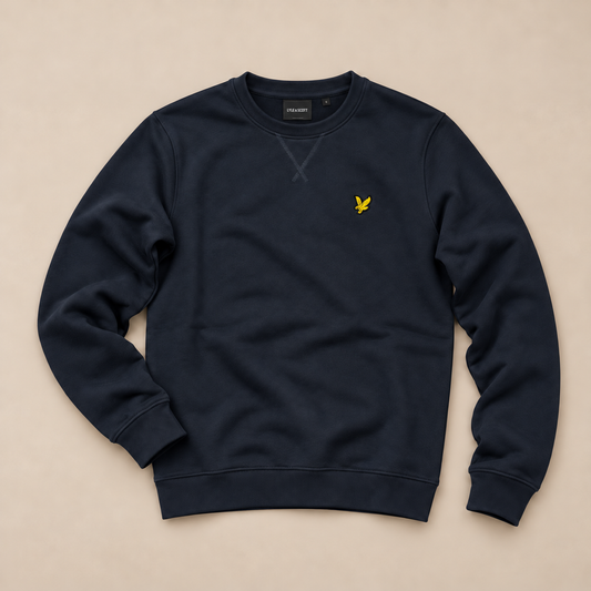 LYLE & SCOTT- Felpa estiva Uomo girocollo, tex.cotone garzato, Col.Dark Navy