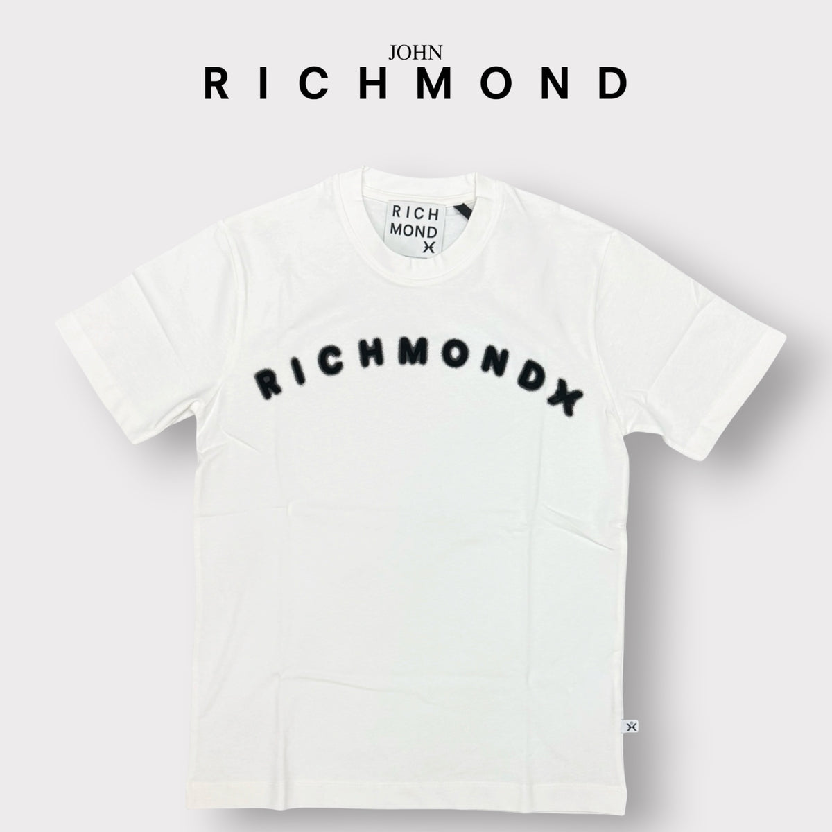 JOHN RICHMOND- T-shirt Donna, con logo in velluto, Oversize Fit, col.Bianco