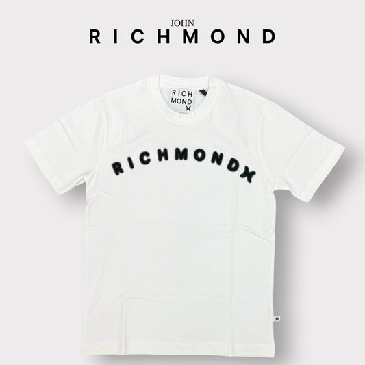 JOHN RICHMOND- T-shirt Donna, con logo in velluto, Oversize Fit, col.Bianco