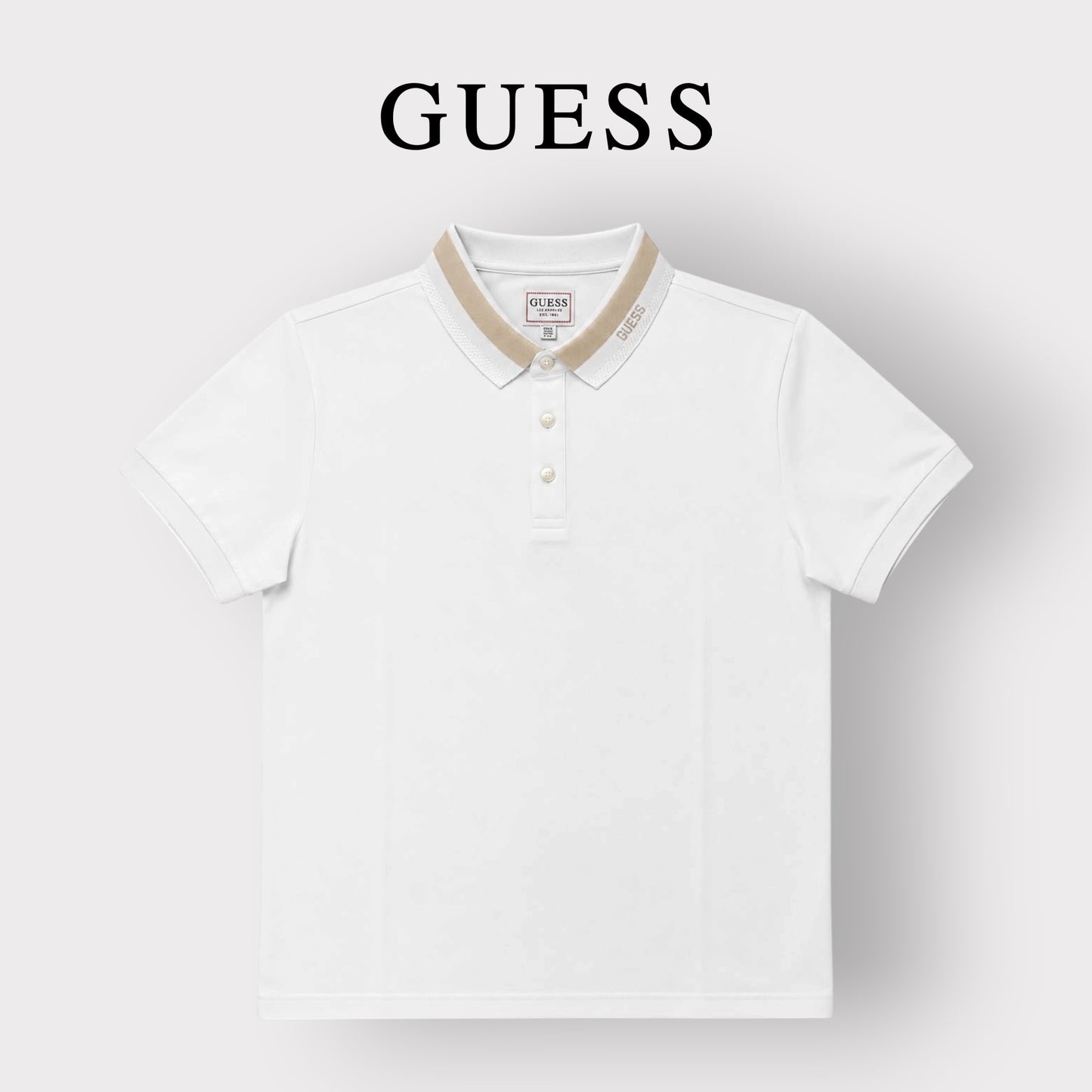 GUESS- Polo Uomo, in tessuto tecnico, Slimfit, col.Bianco