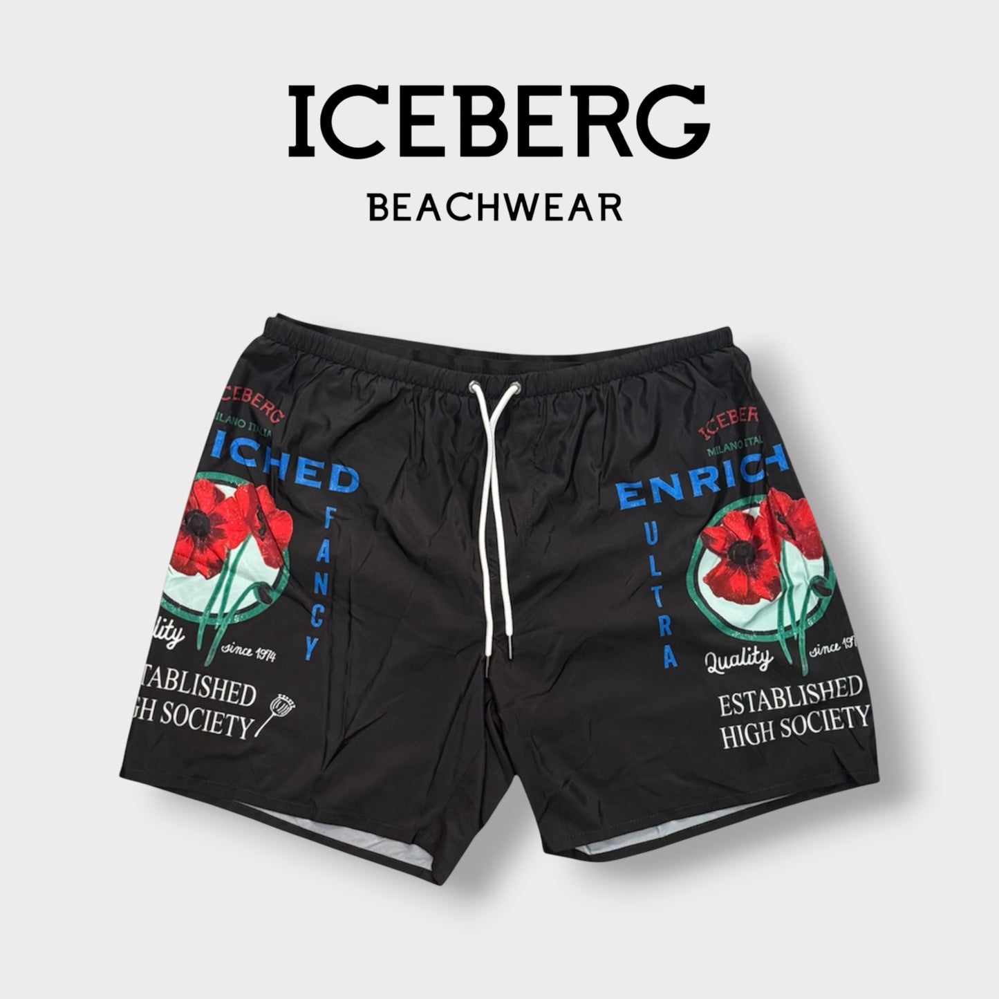 ICEBERG BEACHWEAR- Costume Uomo, con doppio elastico, col.Nero