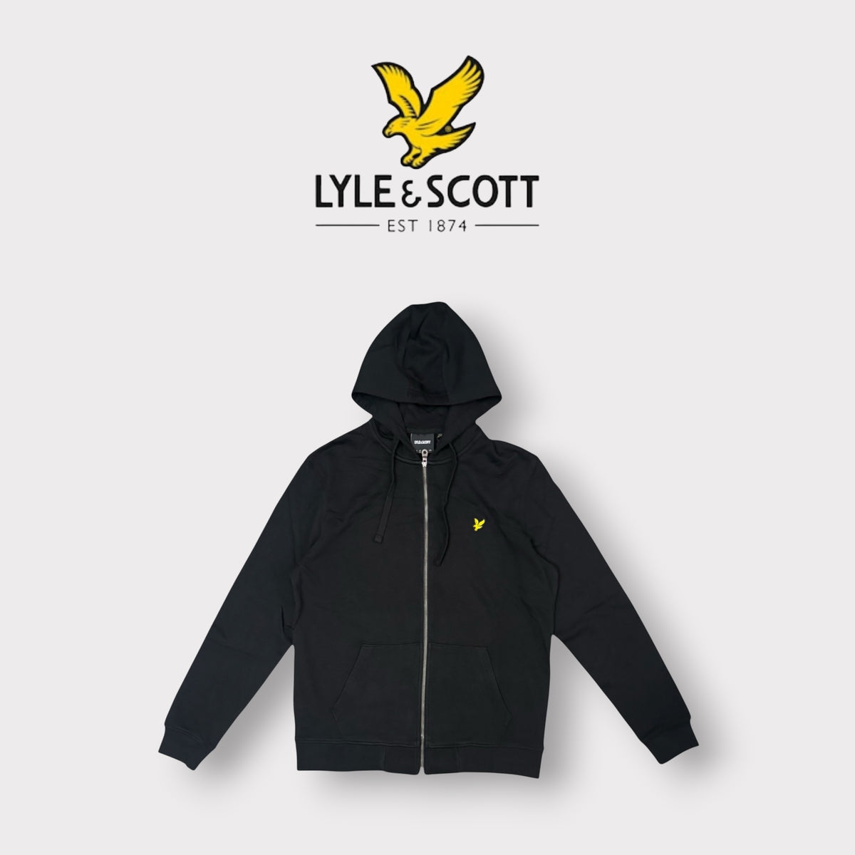 Felpa LYLE&SCOTT con cappuccio e zip, Col.Nero