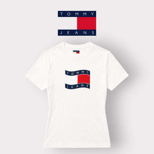 TOMMY JEANS- T-shirt Donna, con stampa frontale, Slim Fit, col.Bianco
