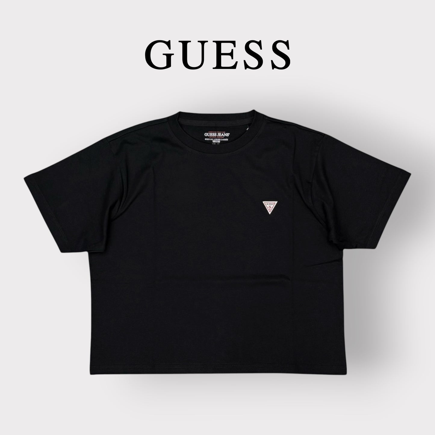 GUESS JEANS- T-shirt Donna, BoxyFit, con logo lato cuore, col.Nero