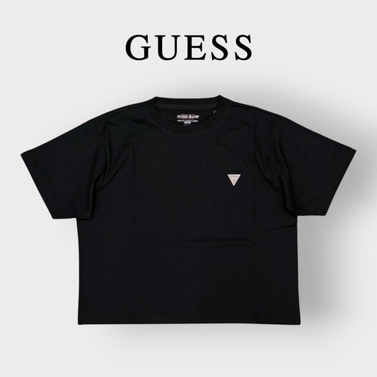 GUESS JEANS- T-shirt Donna, BoxyFit, con logo lato cuore, col.Nero