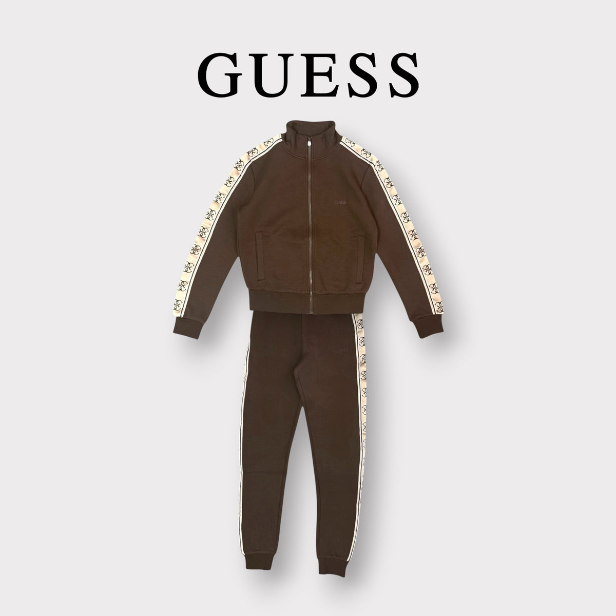 GUESS- Tuta completa Donna, con banda laterale logata, tex.neoprene, Col.Marrone