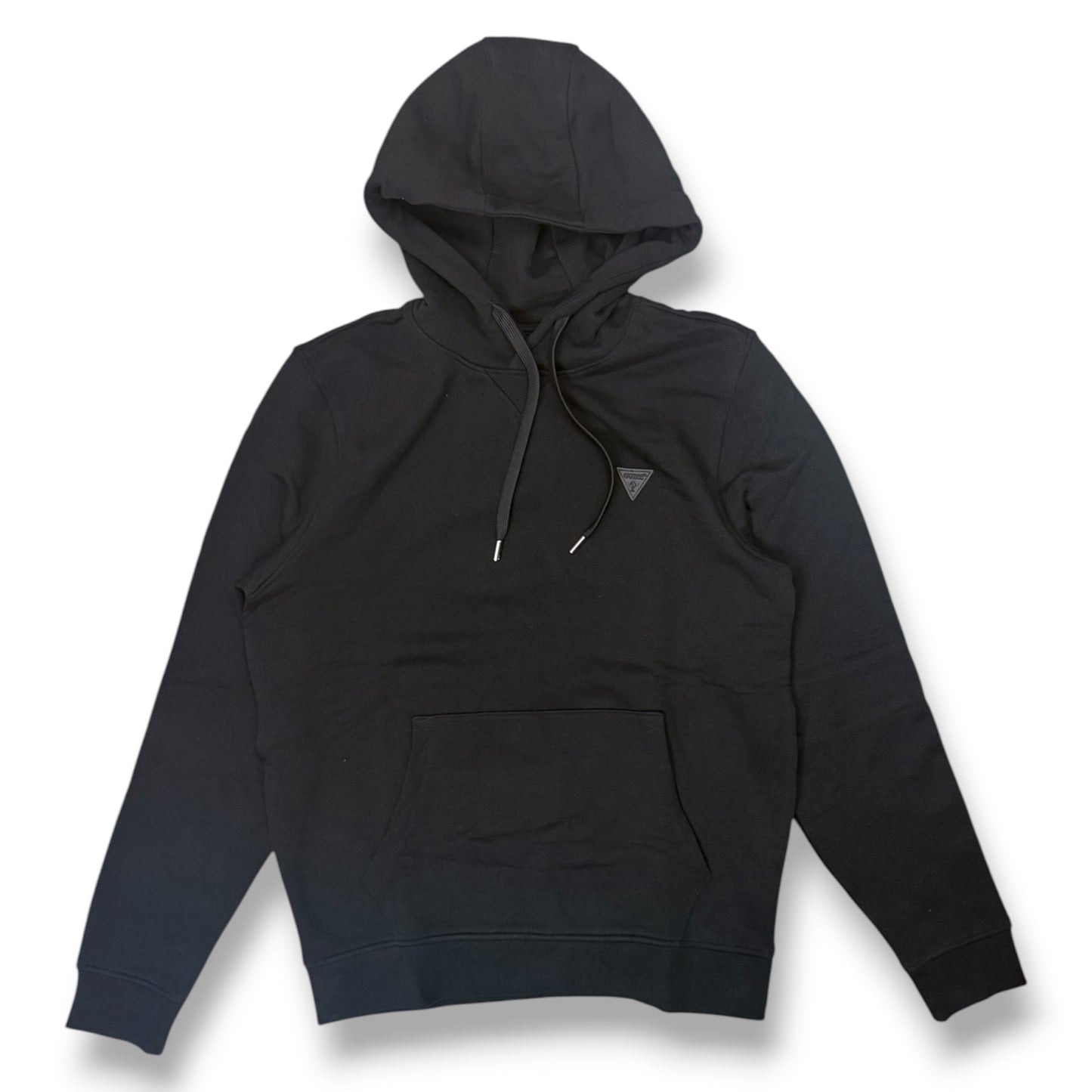 GUESS-Felpa estiva Uomo, con cappuccio, con logo lato cuore, SlimFit, tex.cotone garzato, col.Nero