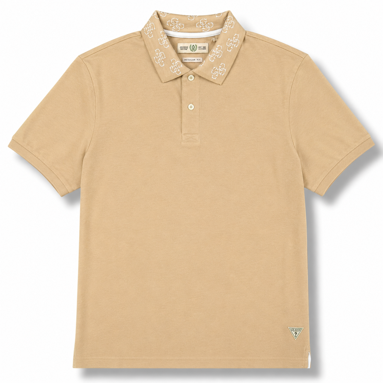 GUESS- Polo Uomo, con logo sul colletto, Regular Fit, col.Beige