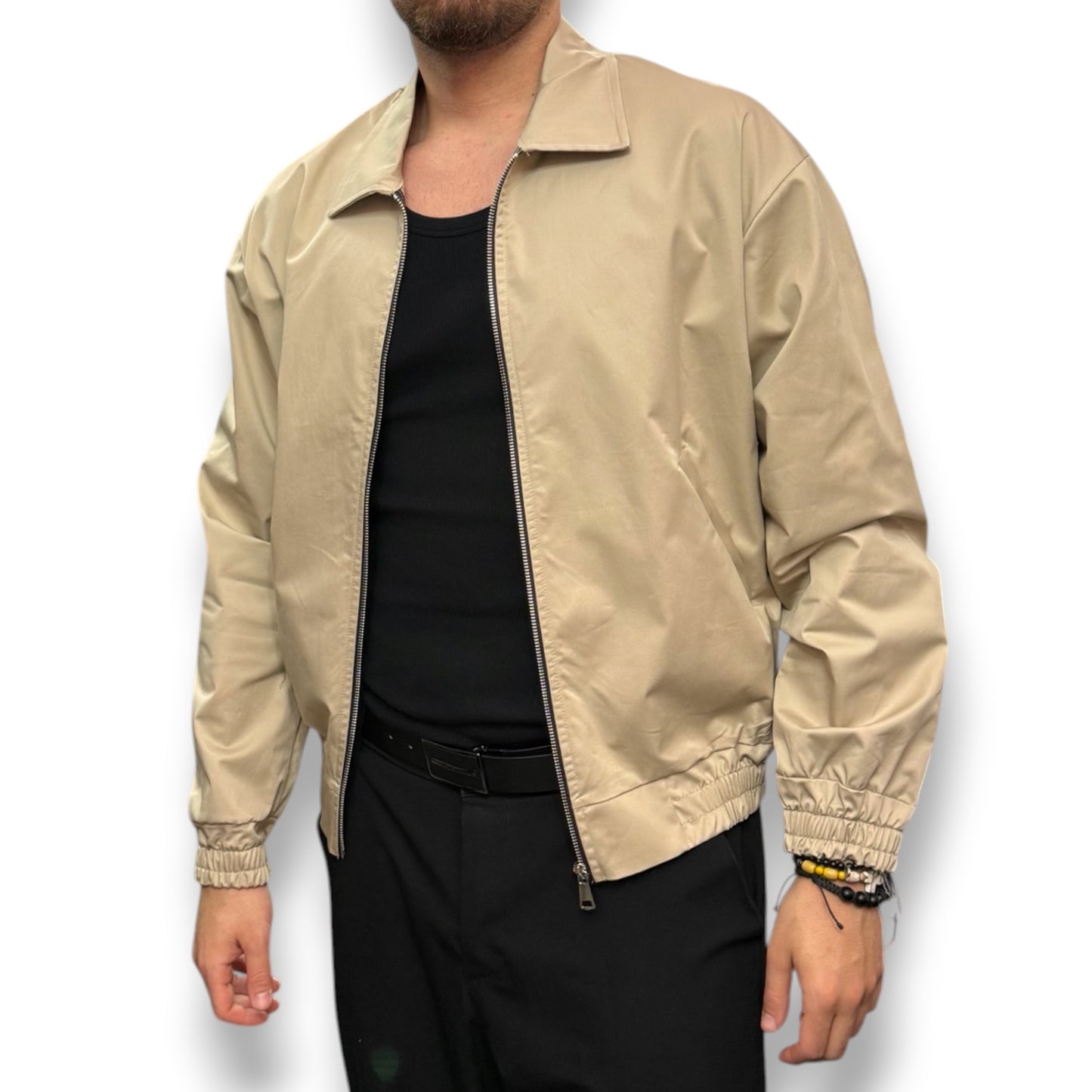 AFTER 91- Giacca/Camicia Uomo  con zip, BoxyFit,Col.Beige