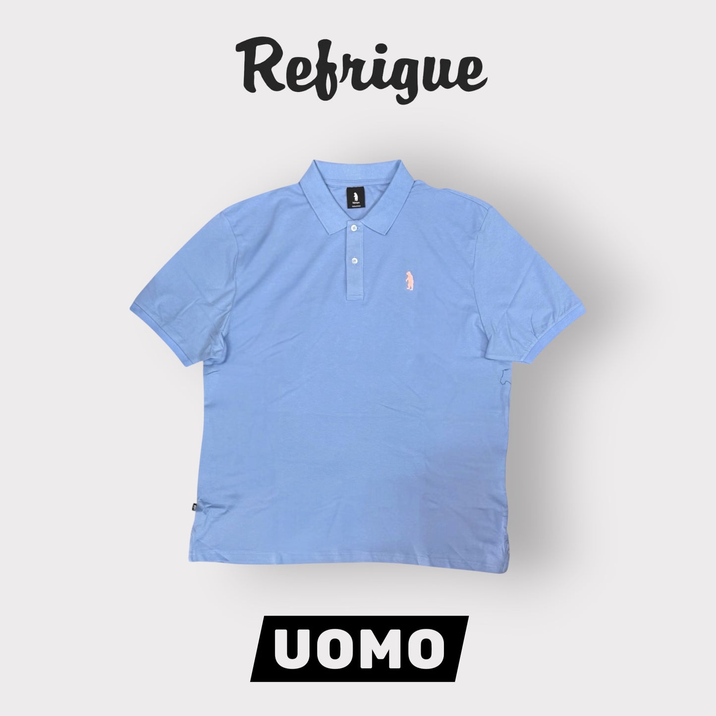 REFRIGUE- Polo Uomo, con logo lato cuore, col.Azzurro