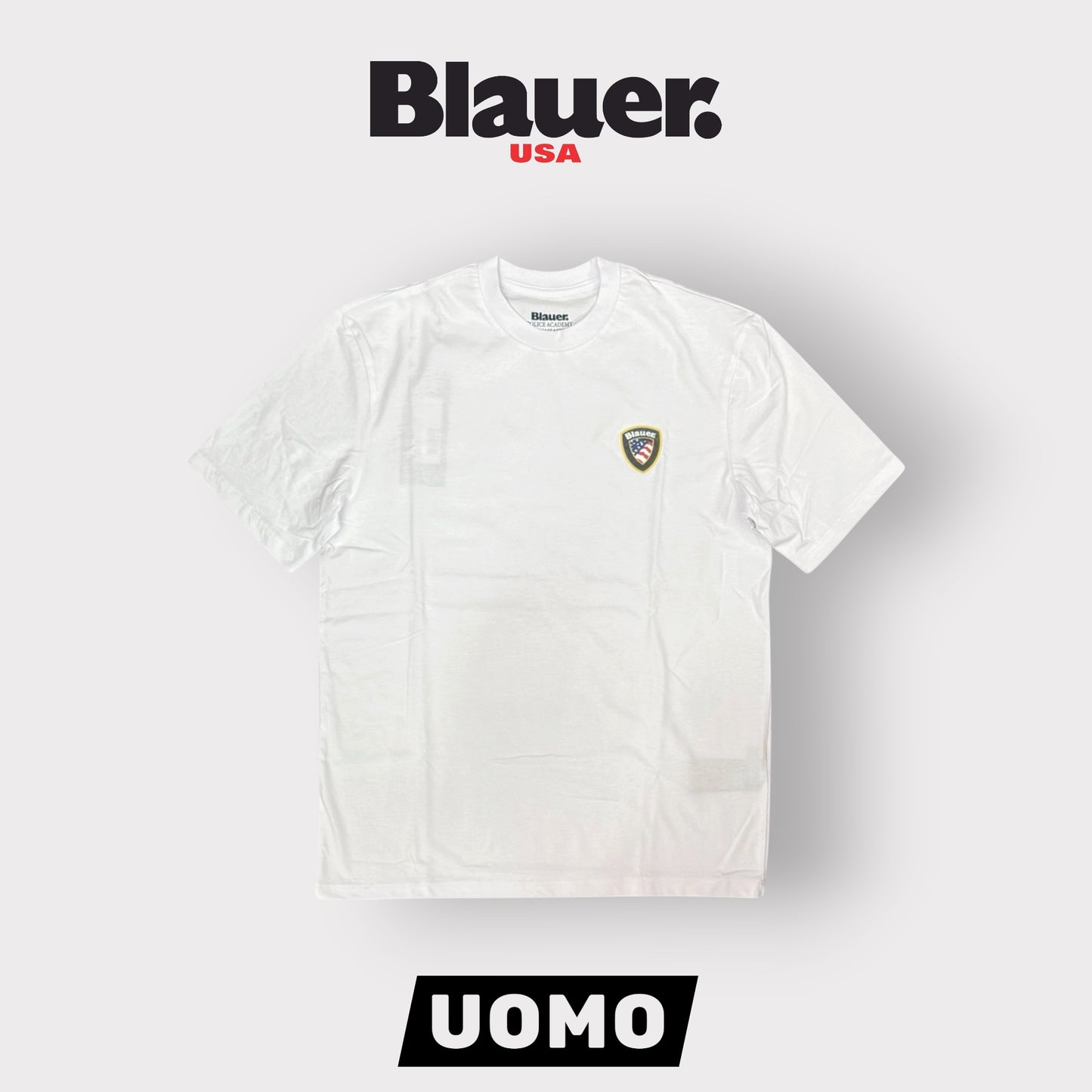 BLAUER- T-shirt, RegularFit, con logo gommato 3D lato cuore, mod.Faxon, col.Bianco