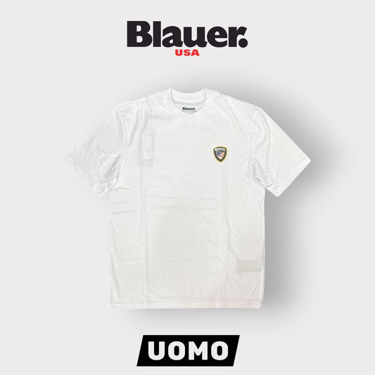 BLAUER- T-shirt, RegularFit, con logo gommato 3D lato cuore, mod.Faxon, col.Bianco