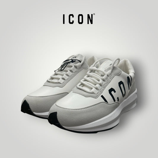 ICON- Scarpe Uomo con stampa laterale grande con gomma rialzata, Col.Bianco