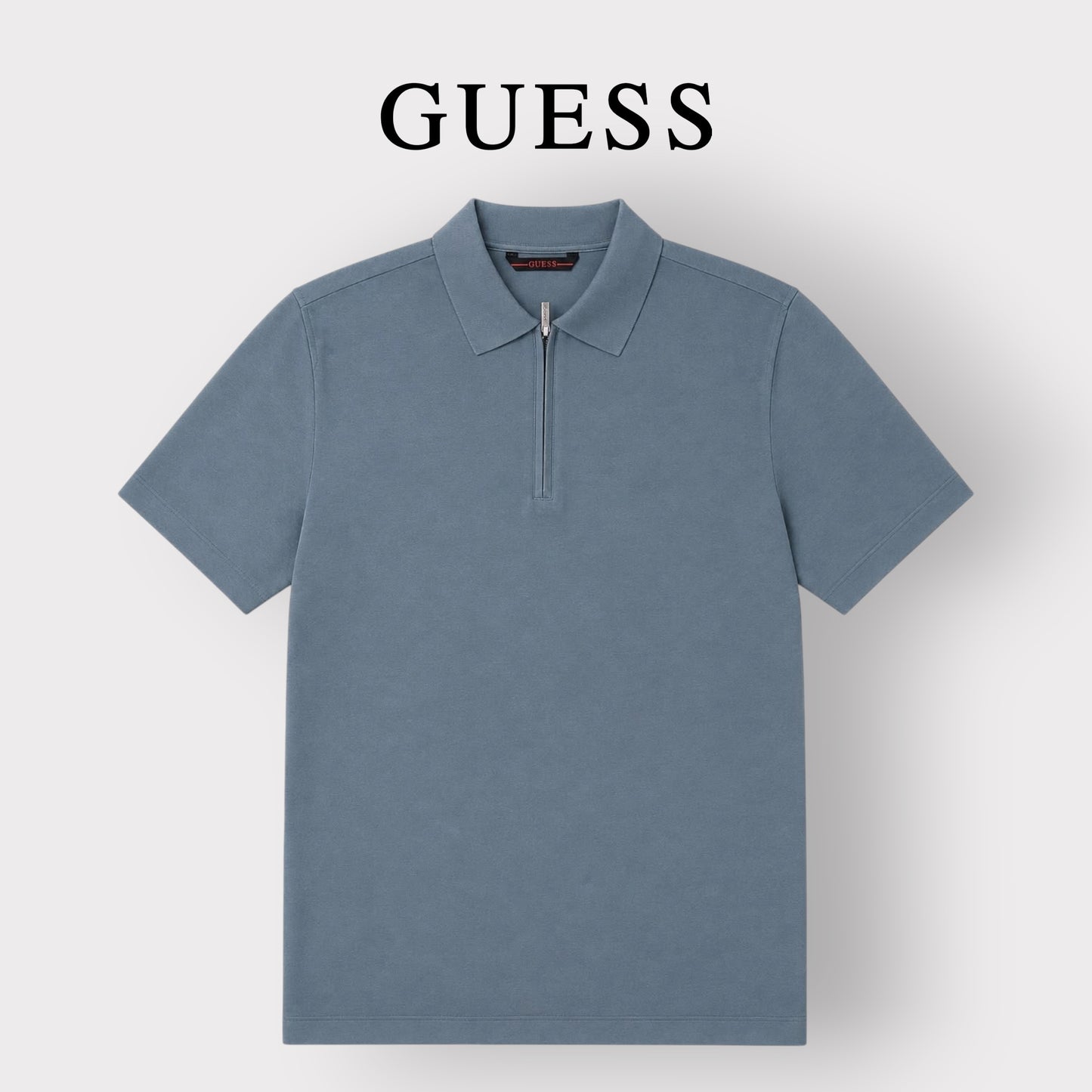 GUESS- Polo Uomo, in filo, Regular Fit, col.Petrolio
