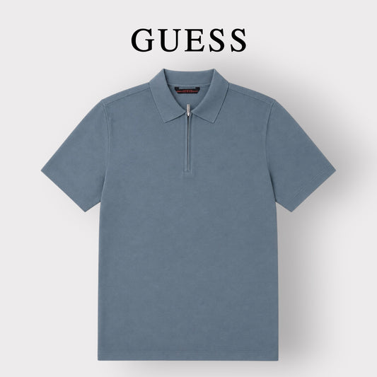 GUESS- Polo Uomo, in filo, Regular Fit, col.Petrolio