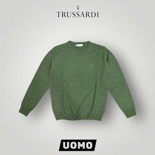 Maglioncino TRUSSARDI Uomo, con logo ricamato lato cuore, col.Verde