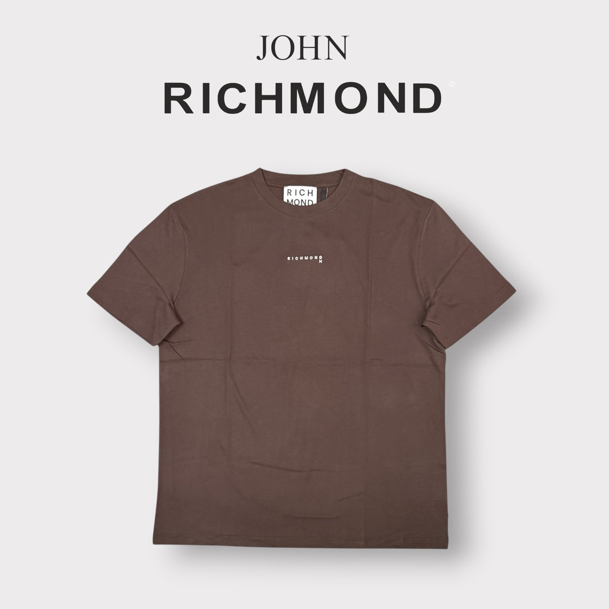 RICHMOND - T-SHIRT UOMO, con logo frontale ricamato, Col.Marrone