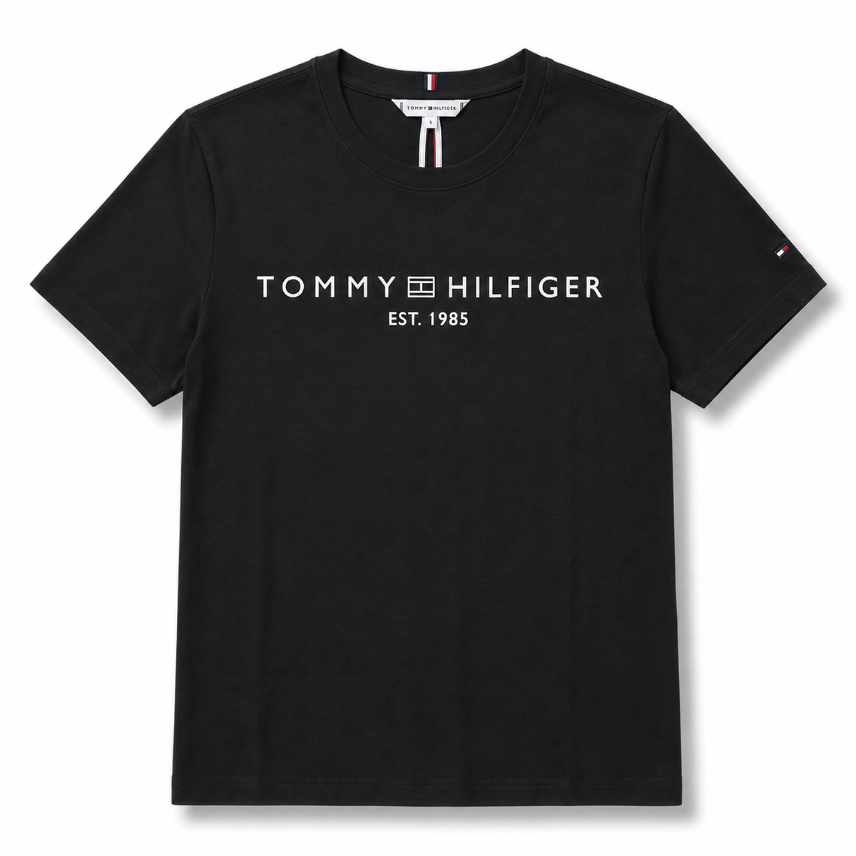 TOMMY HILFIGER- T-shirt Donna, con stampa frontale, Regular Fit, col.Nero