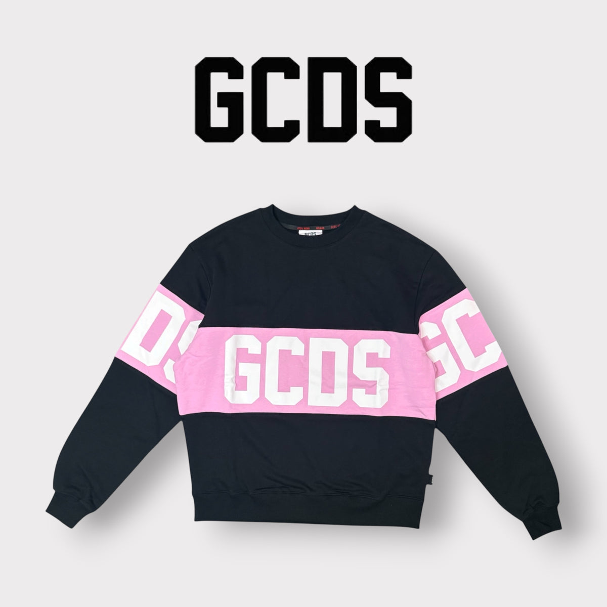 GCDS - Felpa Uomo girocollo, Col.Nero/Rosa
