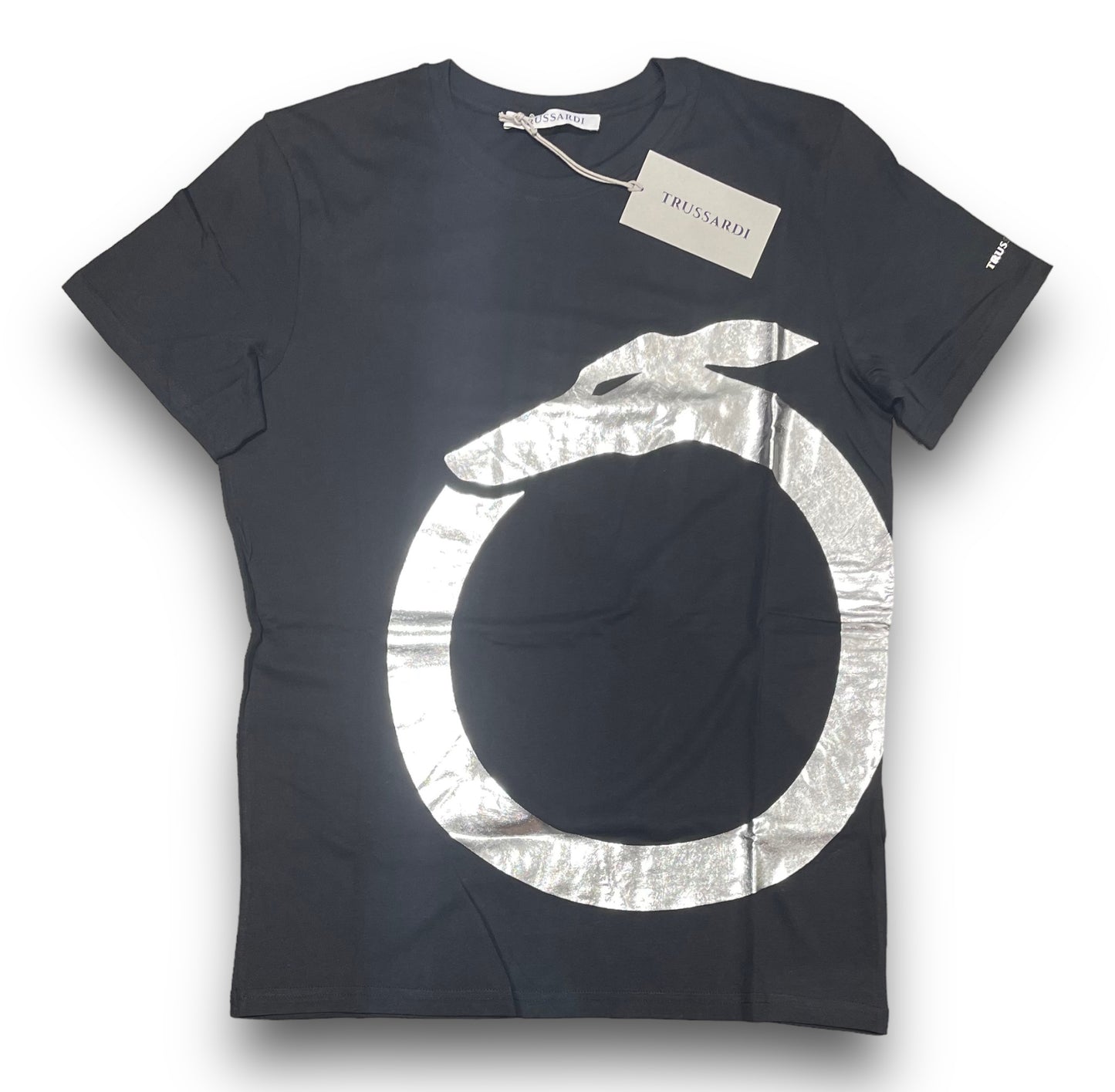 T-shirt TRUSSARDI Uomo con stampa grande frontale,col.Nero, RegularFit