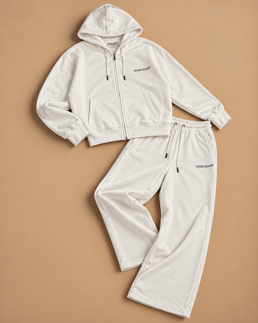 GUESS- Tuta completa Donna in tex.garzato, (Oversize), Col.Bianco